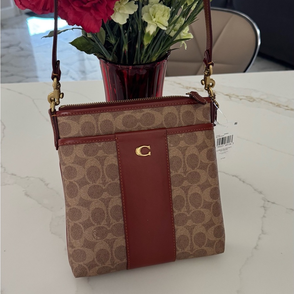 Elegant Brown and Tan Crossbody Bag